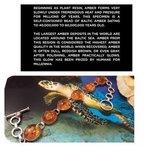 VINTAGE 925 SOLID STERLING BALTIC SEA AMBER OVAL LINK BRACELET